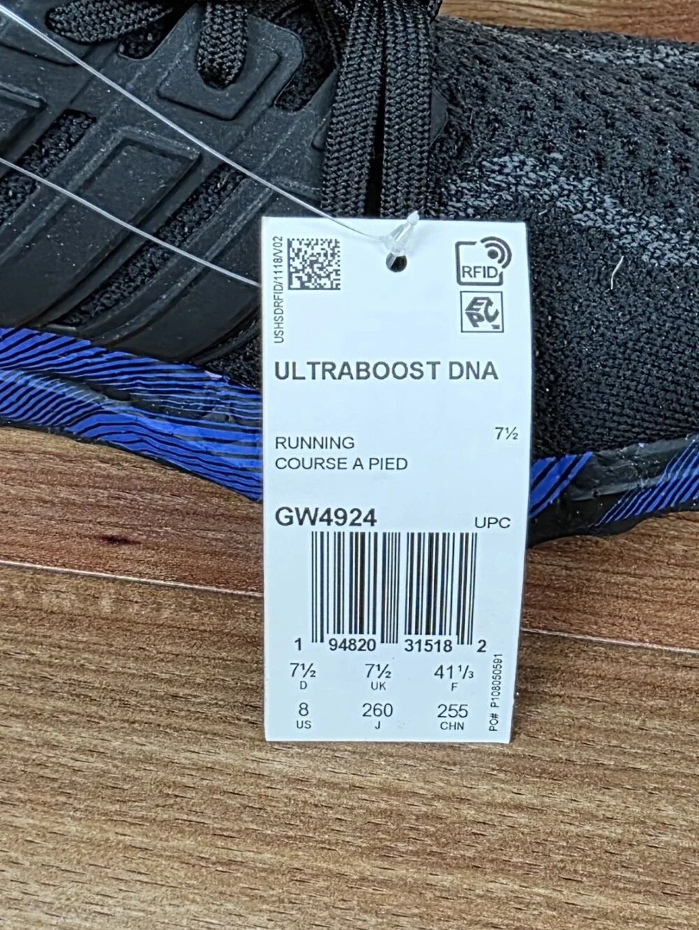 NEW Adidas Ultraboost DNA Men’s Size 8 Running Shoes Black Pink Blue GW4924